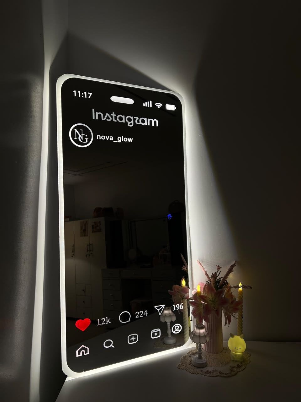 **مرآة LED مضيئة ✨ | لمسة فخامة وأناقة تغيّر ديكور غرفتك**