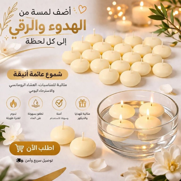 شموع عائمة فاخرة (علبة تحتوي على 24 قطعة)